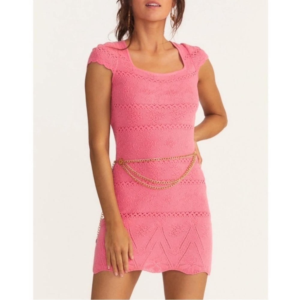 LoveShackFancy Elvirie Mini Dress Strawberry Bubblegum Pink NWT